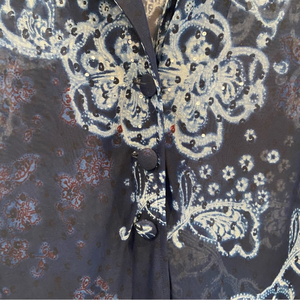 RABBIT | VINTAGE 90’s Semi Sheer Floral Duster Kimono Coverup Overshirt Size 16 - Picture 3 of 9